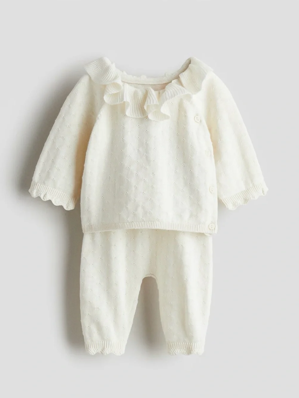 2-piece Pointelle-Knit Set - Cream - Premie